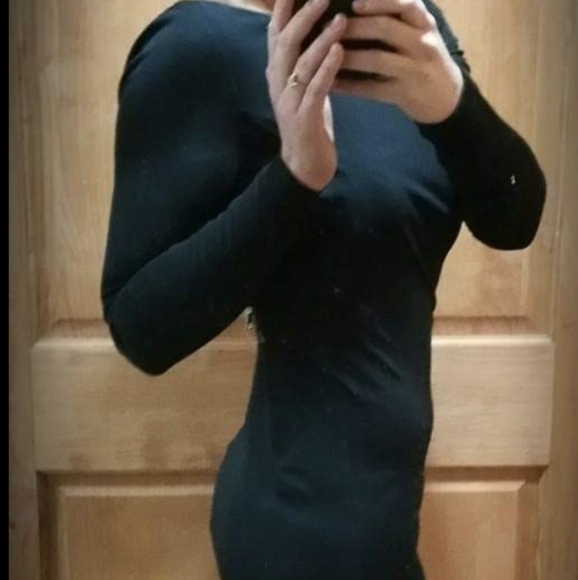 Bebe long sleeve open back floor length dress - Picture 2 of 6